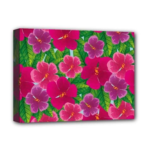 Background Cute Flowers Fuchsia With Leaves Deluxe Canvas 16  X 12  (stretched)  by BangZart