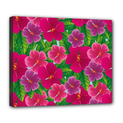 Background Cute Flowers Fuchsia With Leaves Deluxe Canvas 24  X 20  (stretched) by BangZart