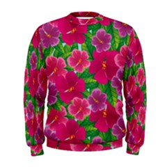 Background Cute Flowers Fuchsia With Leaves Men s Sweatshirt by BangZart