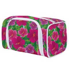 Background Cute Flowers Fuchsia With Leaves Toiletries Pouch by BangZart