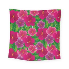 Background Cute Flowers Fuchsia With Leaves Square Tapestry (small) by BangZart