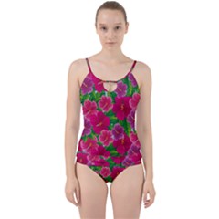 Background Cute Flowers Fuchsia With Leaves Cut Out Top Tankini Set by BangZart