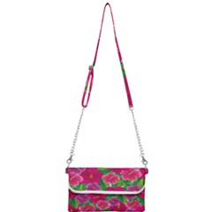 Background Cute Flowers Fuchsia With Leaves Mini Crossbody Handbag by BangZart