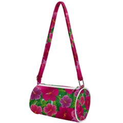 Background Cute Flowers Fuchsia With Leaves Mini Cylinder Bag by BangZart