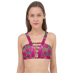 Background Cute Flowers Fuchsia With Leaves Cage Up Bikini Top by BangZart