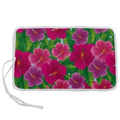 Background Cute Flowers Fuchsia With Leaves Pen Storage Case (l) by BangZart