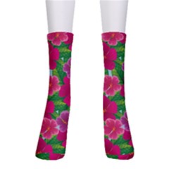 Background Cute Flowers Fuchsia With Leaves Men s Crew Socks by BangZart