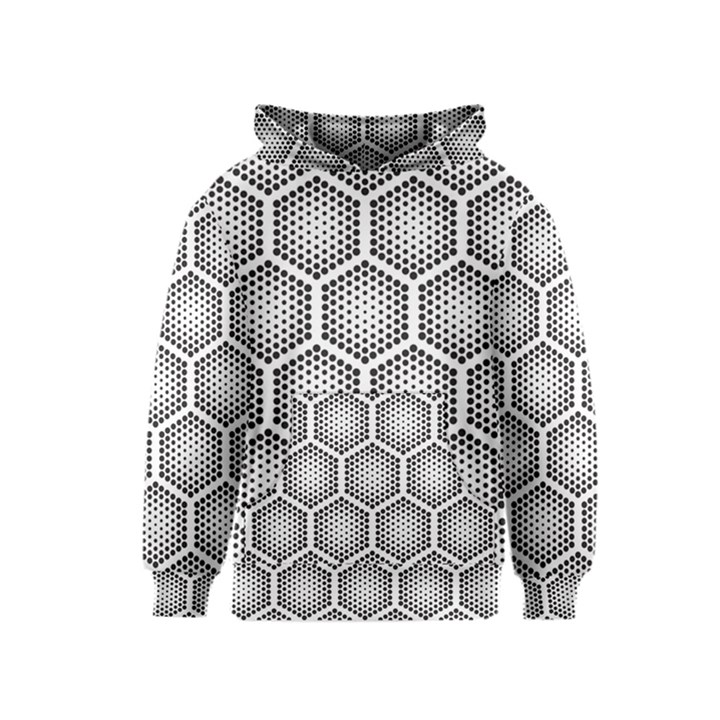 Halftone tech hexagons seamless pattern Kids  Pullover Hoodie