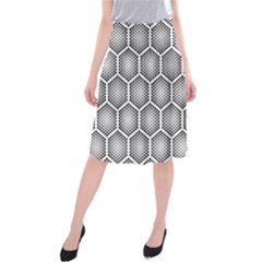 Halftone Tech Hexagons Seamless Pattern Midi Beach Skirt by BangZart