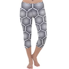 Halftone Tech Hexagons Seamless Pattern Capri Yoga Leggings by BangZart