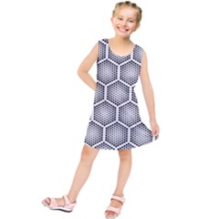 Halftone Tech Hexagons Seamless Pattern Kids  Tunic Dress