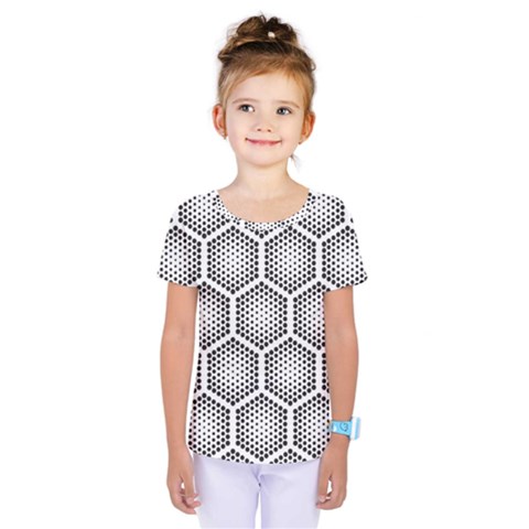 Halftone Tech Hexagons Seamless Pattern Kids  One Piece Tee by BangZart