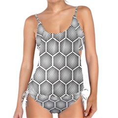 Halftone Tech Hexagons Seamless Pattern Tankini Set by BangZart