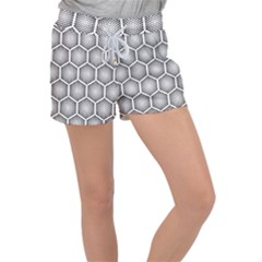 Halftone Tech Hexagons Seamless Pattern Velour Lounge Shorts by BangZart