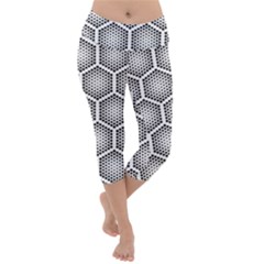 Halftone Tech Hexagons Seamless Pattern Lightweight Velour Capri Yoga Leggings by BangZart