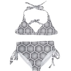 Halftone Tech Hexagons Seamless Pattern Kids  Classic Bikini Set by BangZart