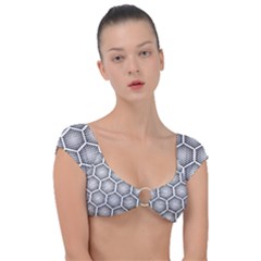 Halftone Tech Hexagons Seamless Pattern Cap Sleeve Ring Bikini Top by BangZart