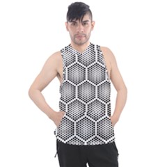 Halftone Tech Hexagons Seamless Pattern Men s Sleeveless Hoodie