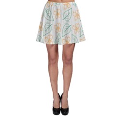 Hand Drawn Cute Flowers With Leaves Pattern Skater Skirt by BangZart