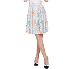 Hand Drawn Cute Flowers With Leaves Pattern A-line Skirt by BangZart