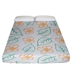 Hand Drawn Cute Flowers With Leaves Pattern Fitted Sheet (king Size) by BangZart