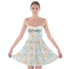 Hand Drawn Cute Flowers With Leaves Pattern Strapless Bra Top Dress by BangZart