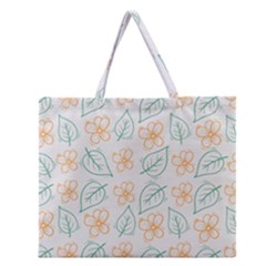 Hand Drawn Cute Flowers With Leaves Pattern Zipper Large Tote Bag by BangZart