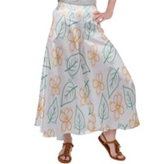 Hand Drawn Cute Flowers With Leaves Pattern Satin Palazzo Pants by BangZart