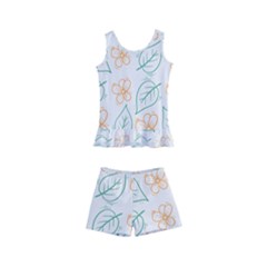 Hand Drawn Cute Flowers With Leaves Pattern Kids  Boyleg Swimsuit by BangZart