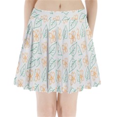 Hand Drawn Cute Flowers With Leaves Pattern Pleated Mini Skirt by BangZart