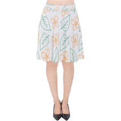 Hand Drawn Cute Flowers With Leaves Pattern Velvet High Waist Skirt by BangZart