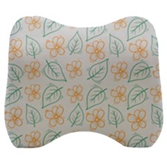 Hand Drawn Cute Flowers With Leaves Pattern Velour Head Support Cushion