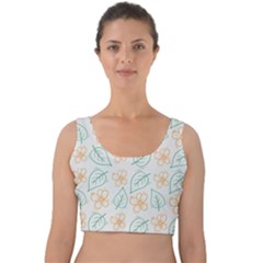 Hand Drawn Cute Flowers With Leaves Pattern Velvet Crop Top by BangZart