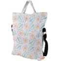 Hand drawn cute flowers with leaves pattern Fold Over Handle Tote Bag View2