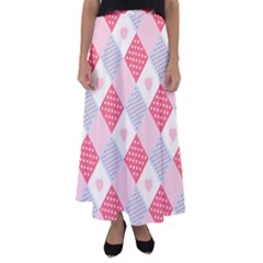 Cute Kawaii Patches Seamless Pattern Flared Maxi Skirt by BangZart