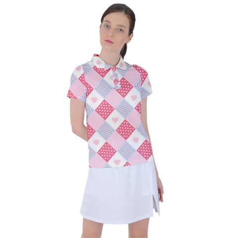 Cute Kawaii Patches Seamless Pattern Women s Polo Tee by BangZart