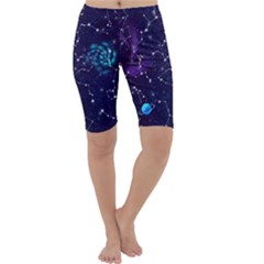 Realistic Night Sky Poster With Constellations Cropped Leggings  by BangZart