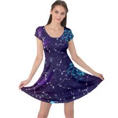 Realistic Night Sky Poster With Constellations Cap Sleeve Dress by BangZart