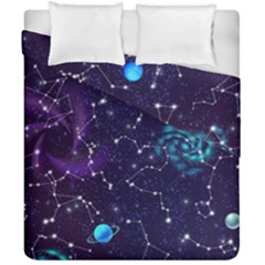 Realistic Night Sky Poster With Constellations Duvet Cover Double Side (california King Size) by BangZart