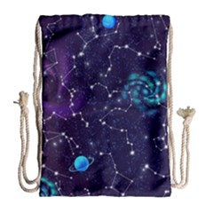 Realistic Night Sky Poster With Constellations Drawstring Bag (large) by BangZart