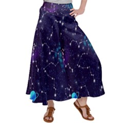 Realistic Night Sky Poster With Constellations Satin Palazzo Pants by BangZart