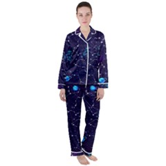 Realistic Night Sky Poster With Constellations Satin Long Sleeve Pyjamas Set by BangZart