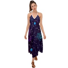 Realistic Night Sky Poster With Constellations Halter Tie Back Dress  by BangZart