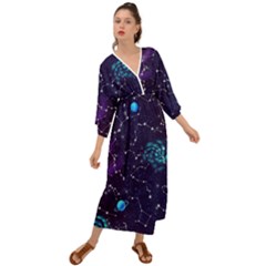 Realistic Night Sky Poster With Constellations Grecian Style  Maxi Dress by BangZart