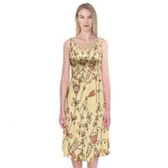 Seamless Pattern With Different Flowers Midi Sleeveless Dress by BangZart