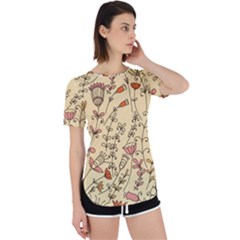 Seamless Pattern With Different Flowers Perpetual Short Sleeve T-shirt