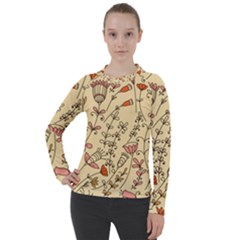 Seamless Pattern With Different Flowers Women s Pique Long Sleeve Tee