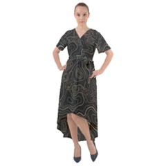 Damask Seamless Pattern Front Wrap High Low Dress