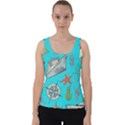 Colored sketched sea elements pattern background sea life animals illustration Velvet Tank Top View1