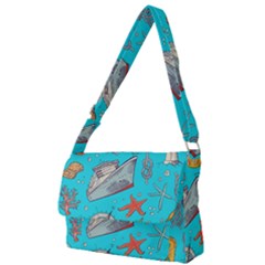 Colored Sketched Sea Elements Pattern Background Sea Life Animals Illustration Full Print Messenger Bag (l) by BangZart